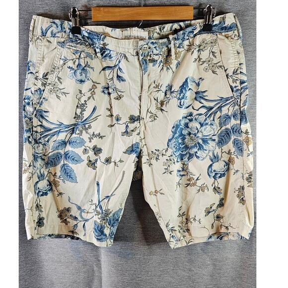 Denim Supply Ralph Lauren Men’s Shorts Size 38 Floral Hawaiian Blue/White - Picture 1 of 8